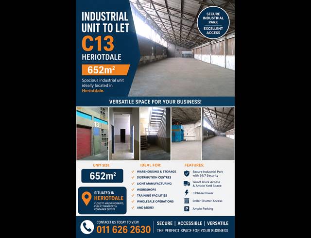 Industrial property to rent in HERIOTDALE